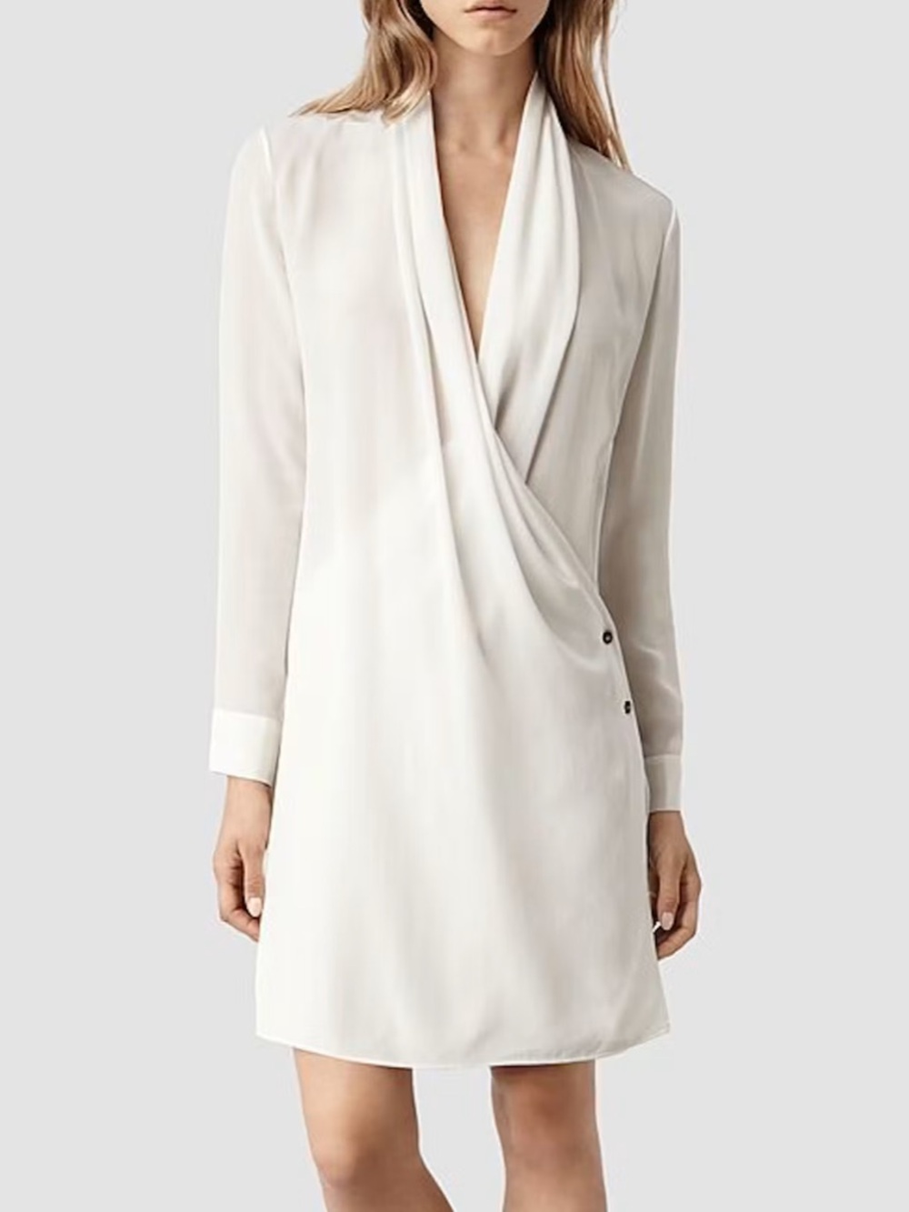 All Saints Serra Silk Wrap Shirt Dress
